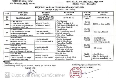 THỰC ĐƠN THÁNG 11/2025